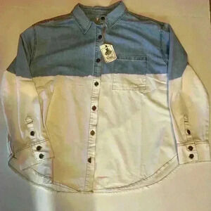 Easel Denim and White shacket. Oversized. NWT. Size medium.